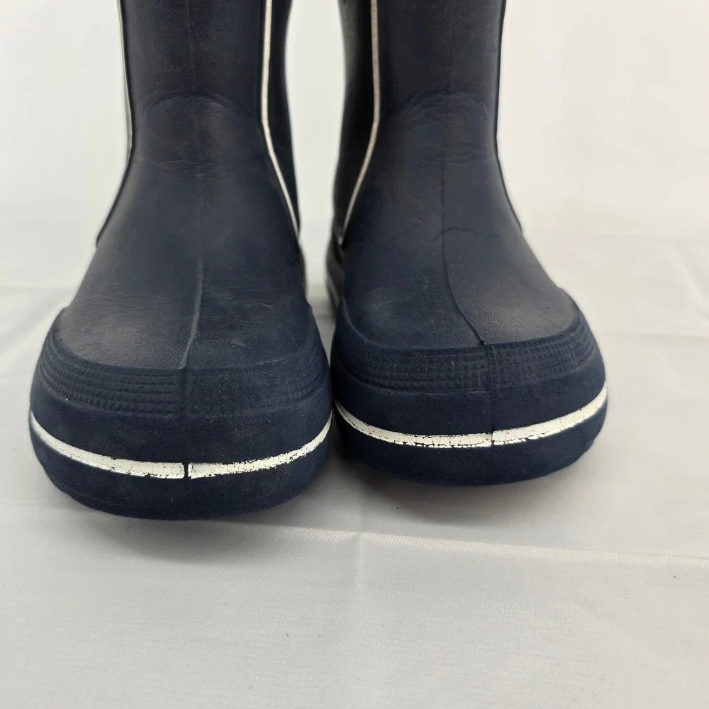 Crocs Crocband Rain Boots Navy Blue White Kids Size 10 11 Waterproof Pull On